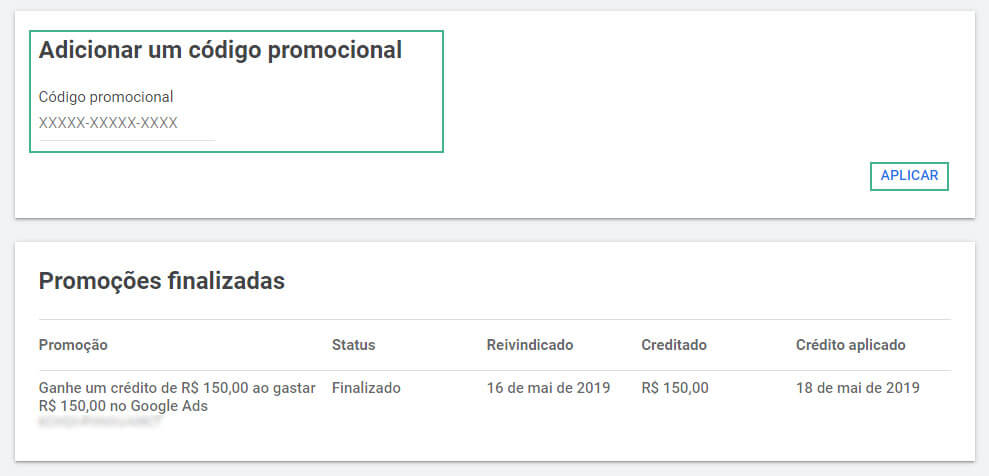 como usar o cupom google ads passo quatro